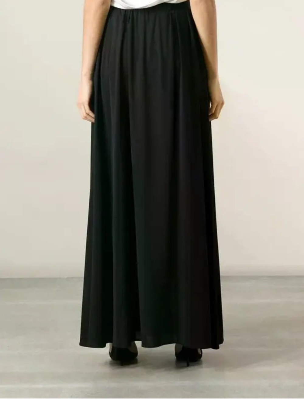 Lanvin Black Flowing Pleated Maxi Skirt with side slit